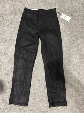 NWT 7 For All Mankind coated black jeans size 26 cropped